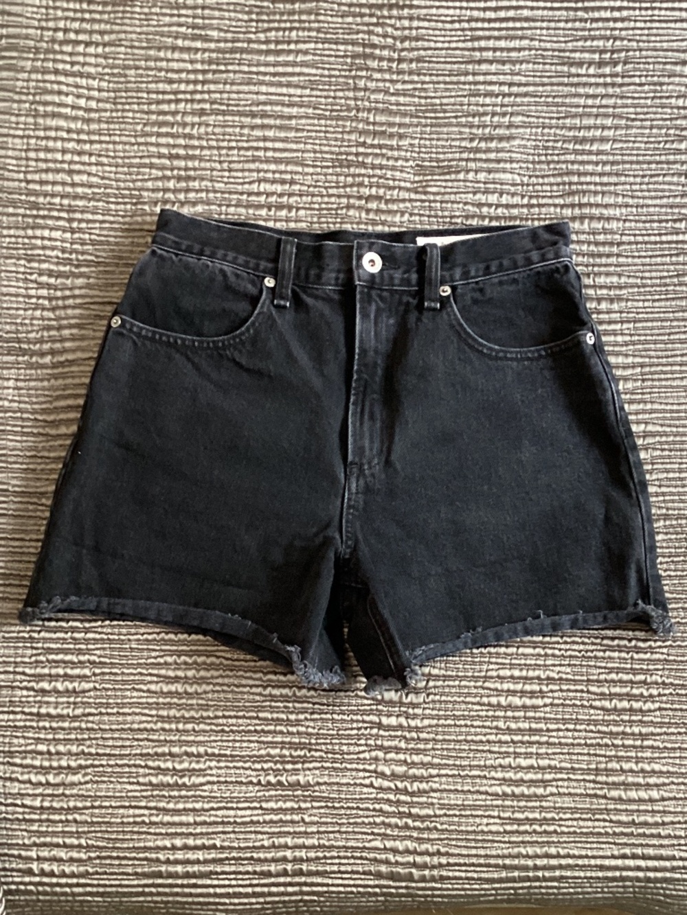 rag & bone distressed black denim shorts